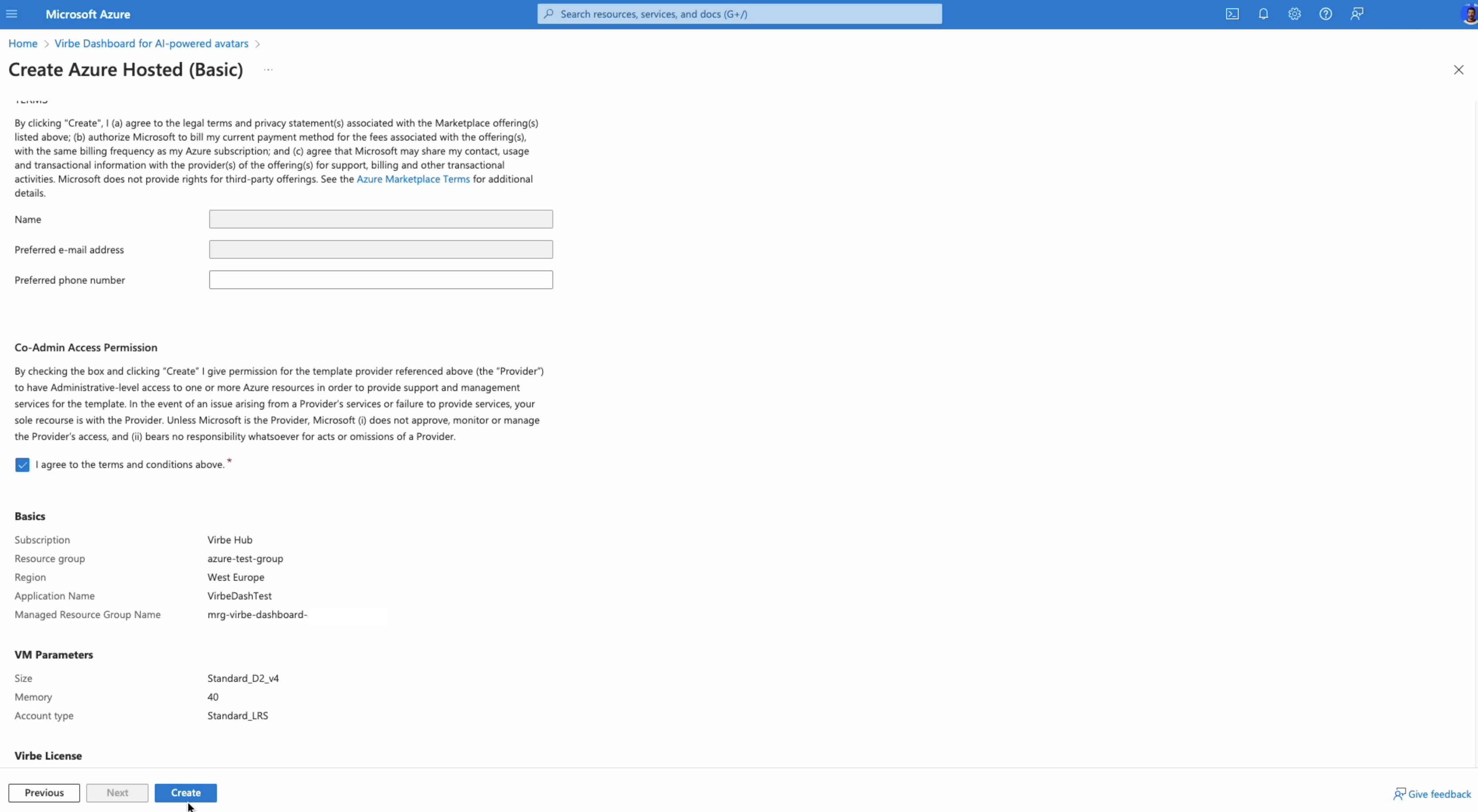 Review and Create deployment
