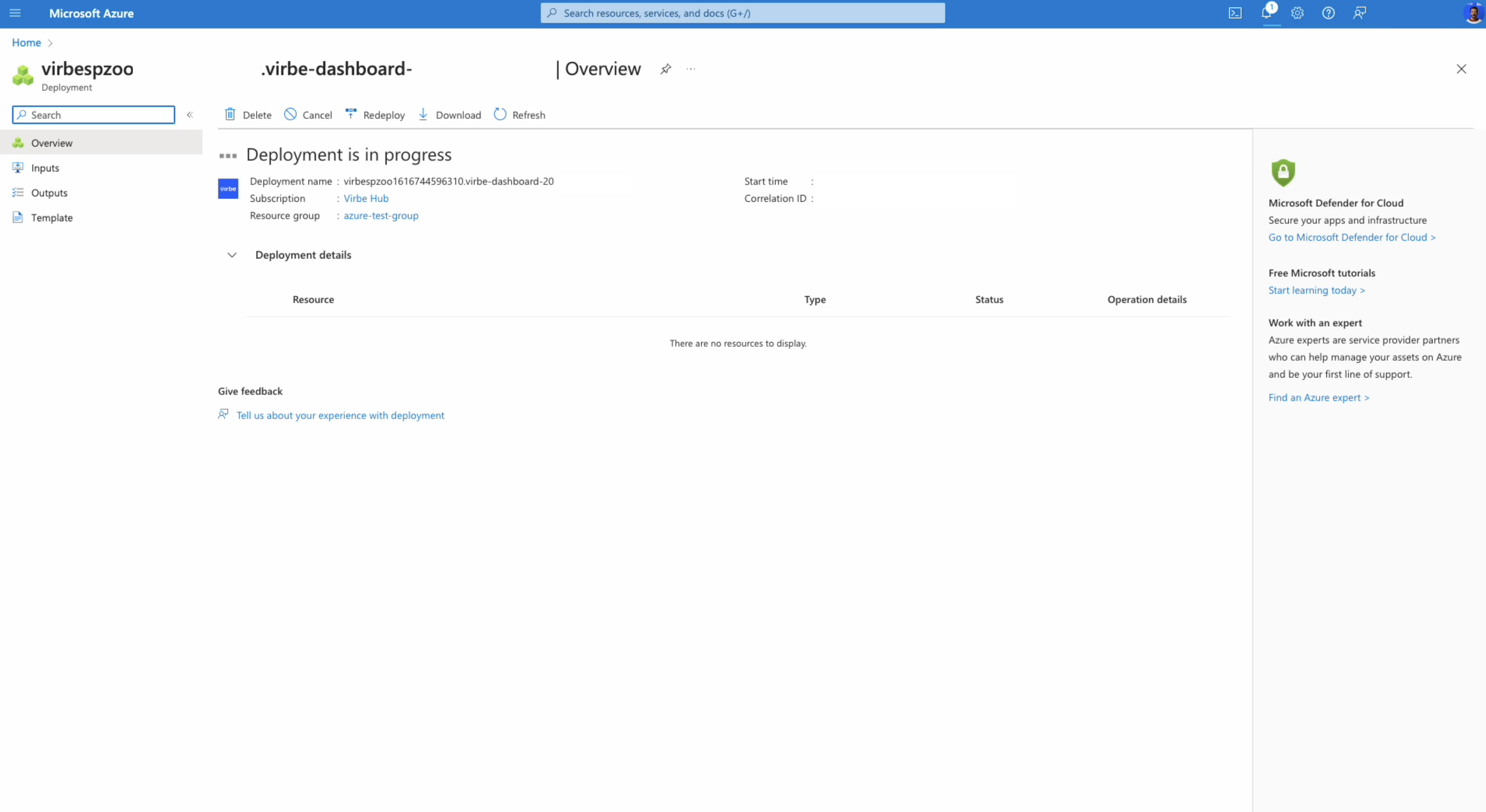 Azure deployment in progress